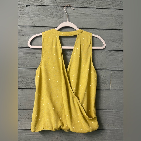 LUSH Mustard Yellow White Polkadots Surplus Wrap Bubble Top Sz Large L - Picture 11 of 13